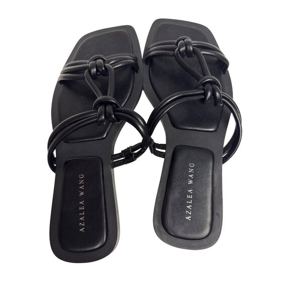 Azela Wang Stetson Women's Sandals Black Tubular Straps Knot Square Toe Size 7 - Picture 5 of 8